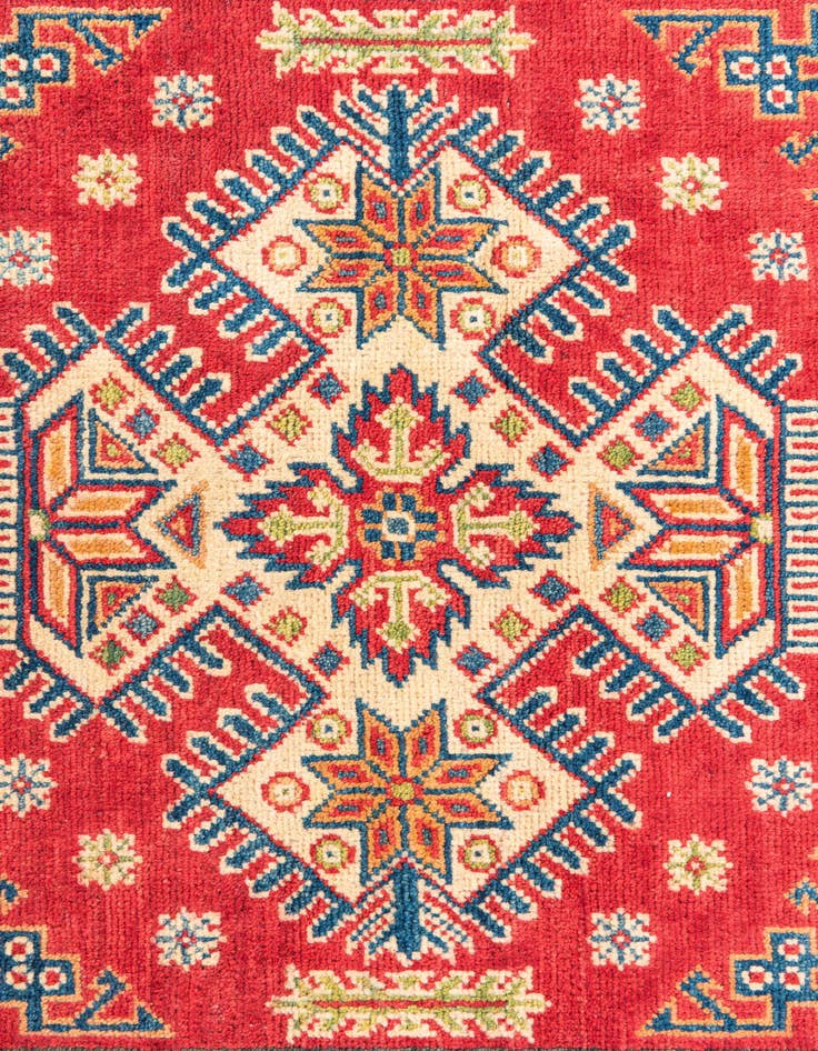 Detail image of 3' 5 x 5'  Hand Knotted Kazak Rug