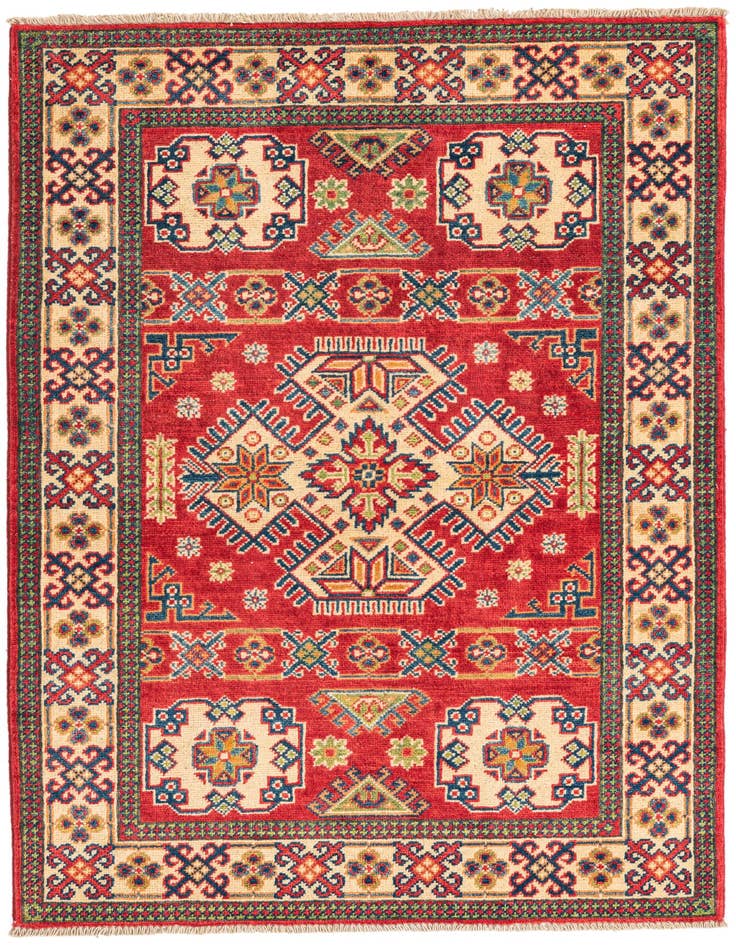Detail image of 3' 5 x 5' Hand Knotted Kazak Rug