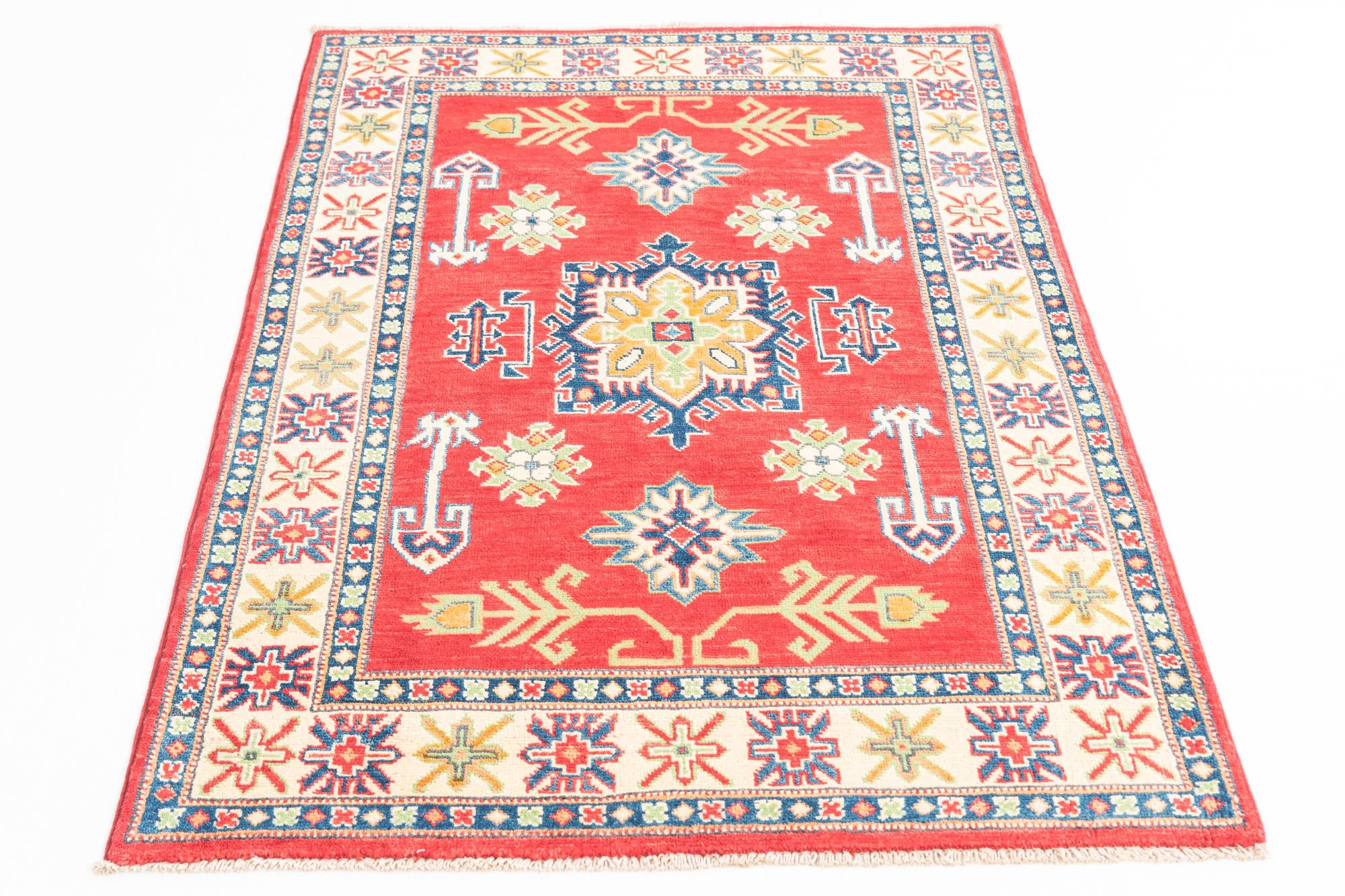 3' 4 x 4' 10 Hand Knotted Kazak Rug
