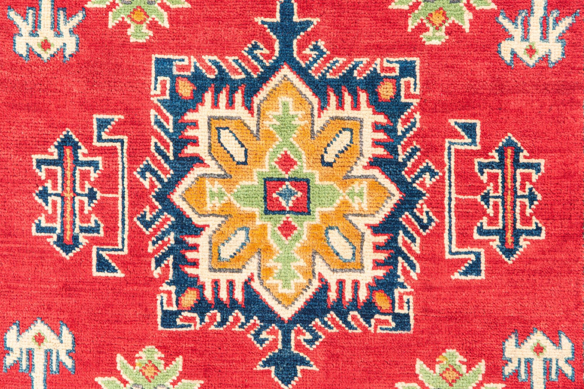3' 4 x 4' 10 Hand Knotted Kazak Rug