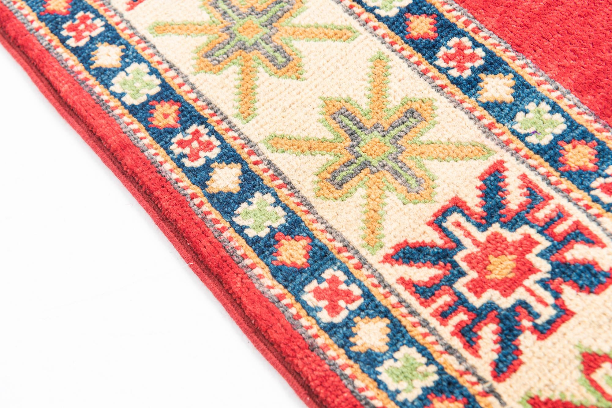 3' 4 x 4' 10 Hand Knotted Kazak Rug