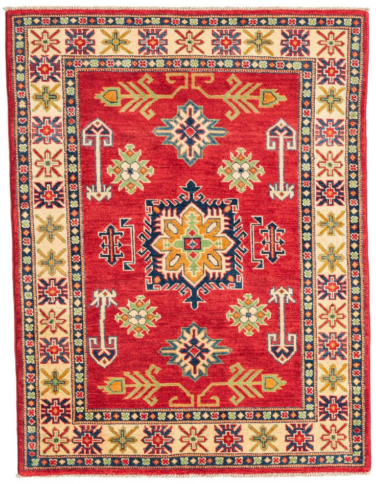 Detail image of 3' 4 x 4' 10 Hand Knotted Kazak Rug
