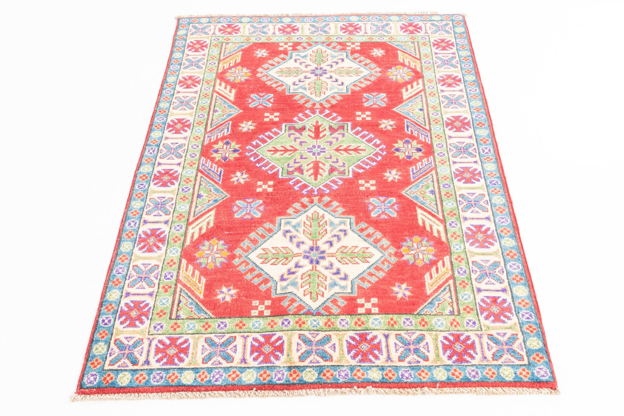 3' 2 x 4' 9 Hand Knotted Kazak Rug