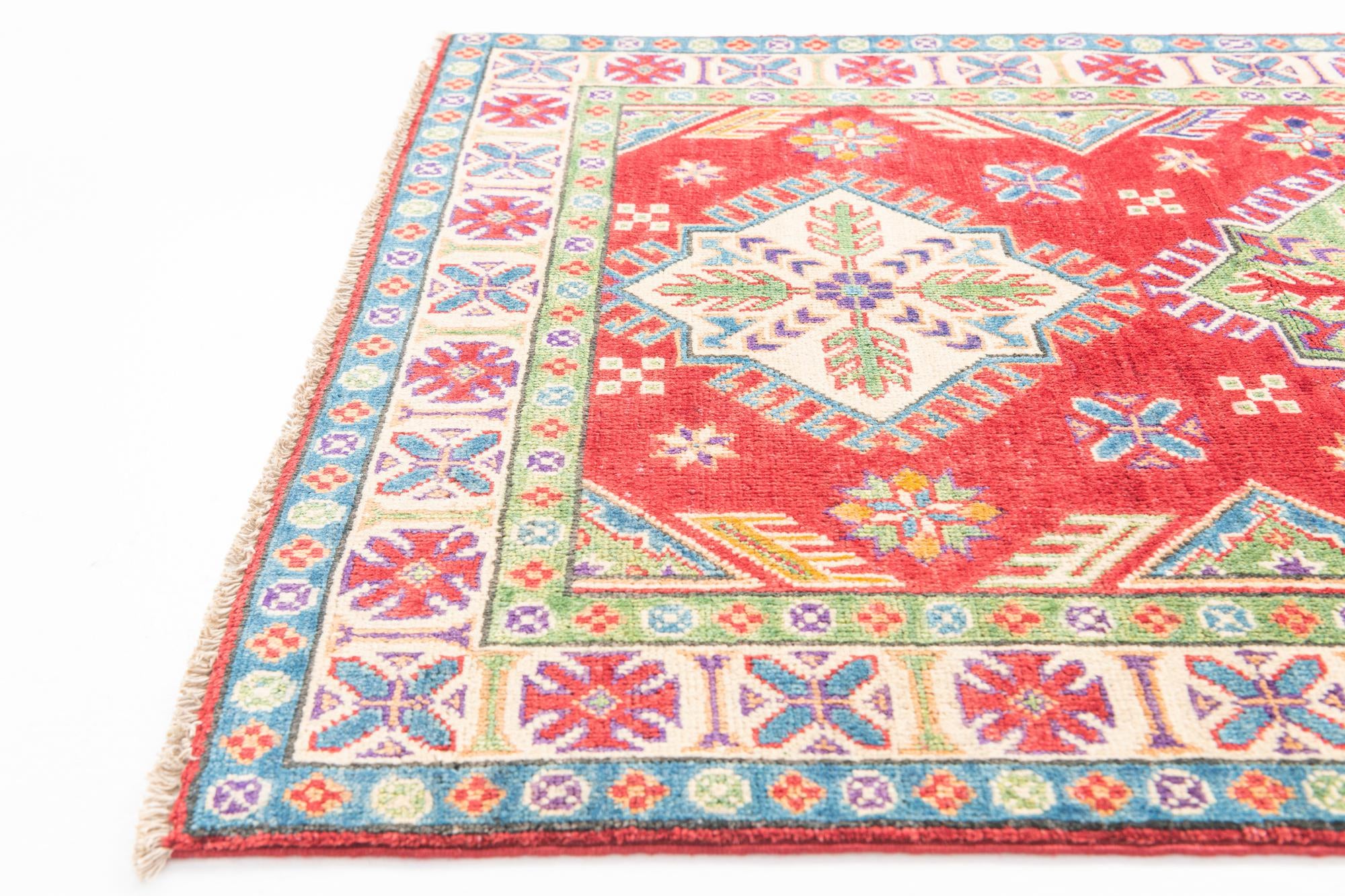 3' 2 x 4' 9 Hand Knotted Kazak Rug