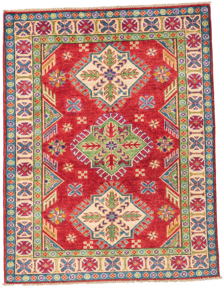 Detail image of 3' 2 x 4' 9 Hand Knotted Kazak Rug