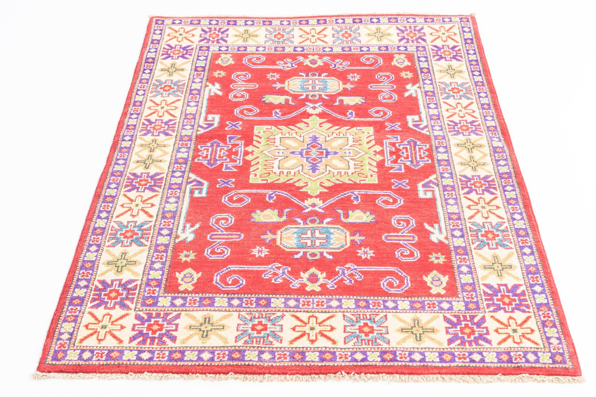 3' 4 x 4' 9 Hand Knotted Kazak Rug