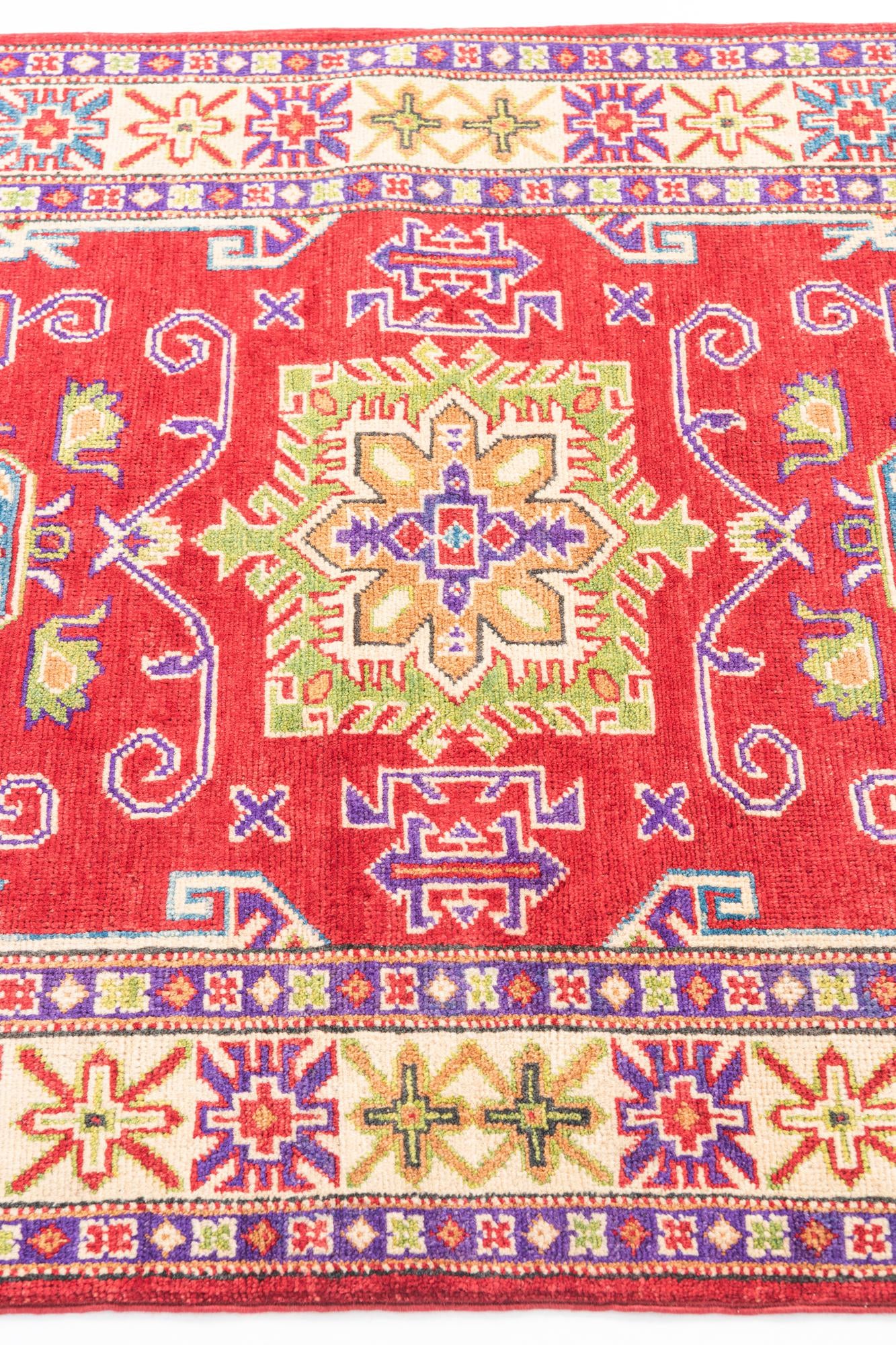 3' 4 x 4' 9 Hand Knotted Kazak Rug