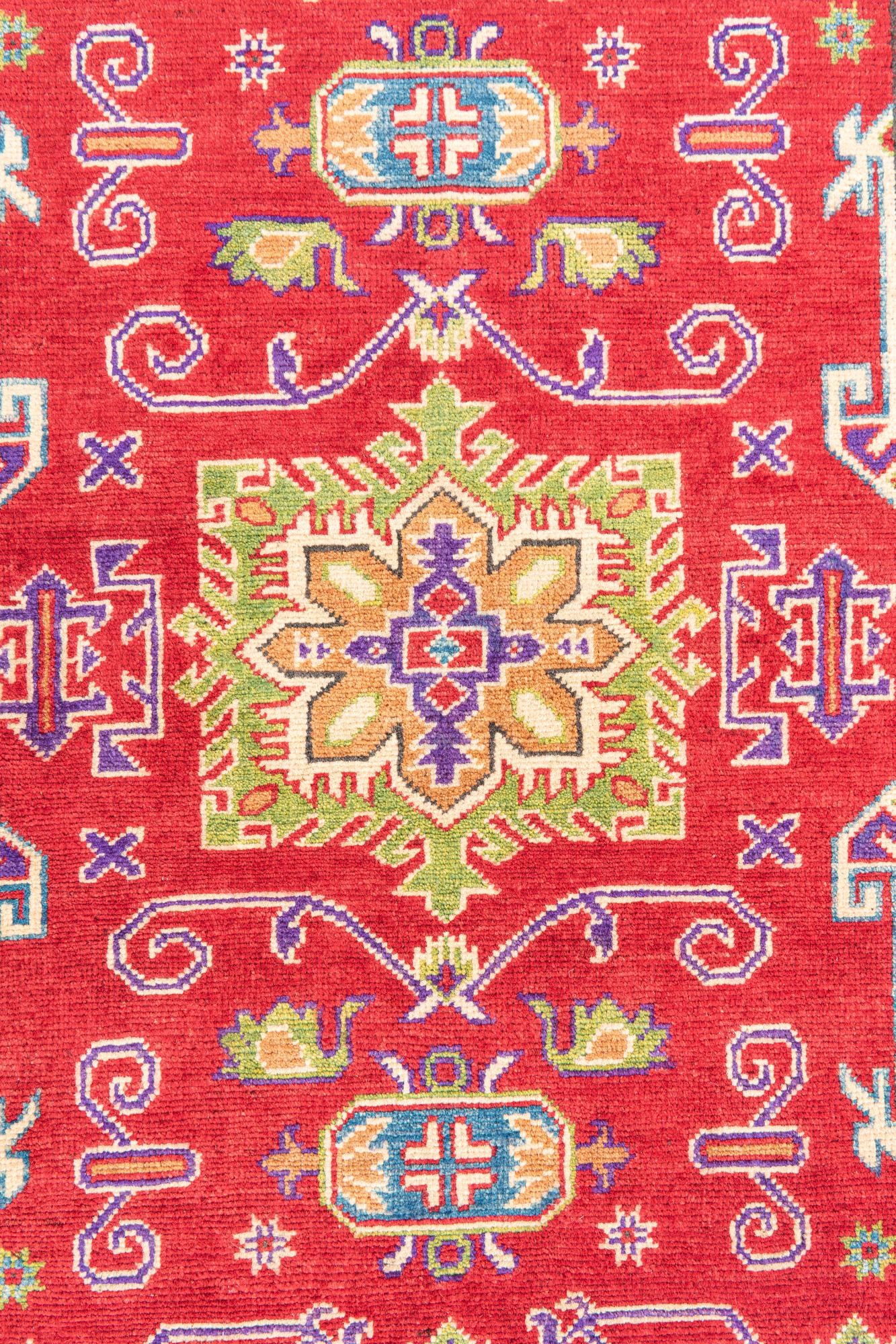 3' 4 x 4' 9 Hand Knotted Kazak Rug