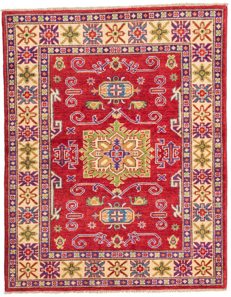 Detail image of 3' 4 x 4' 9 Hand Knotted Kazak Rug