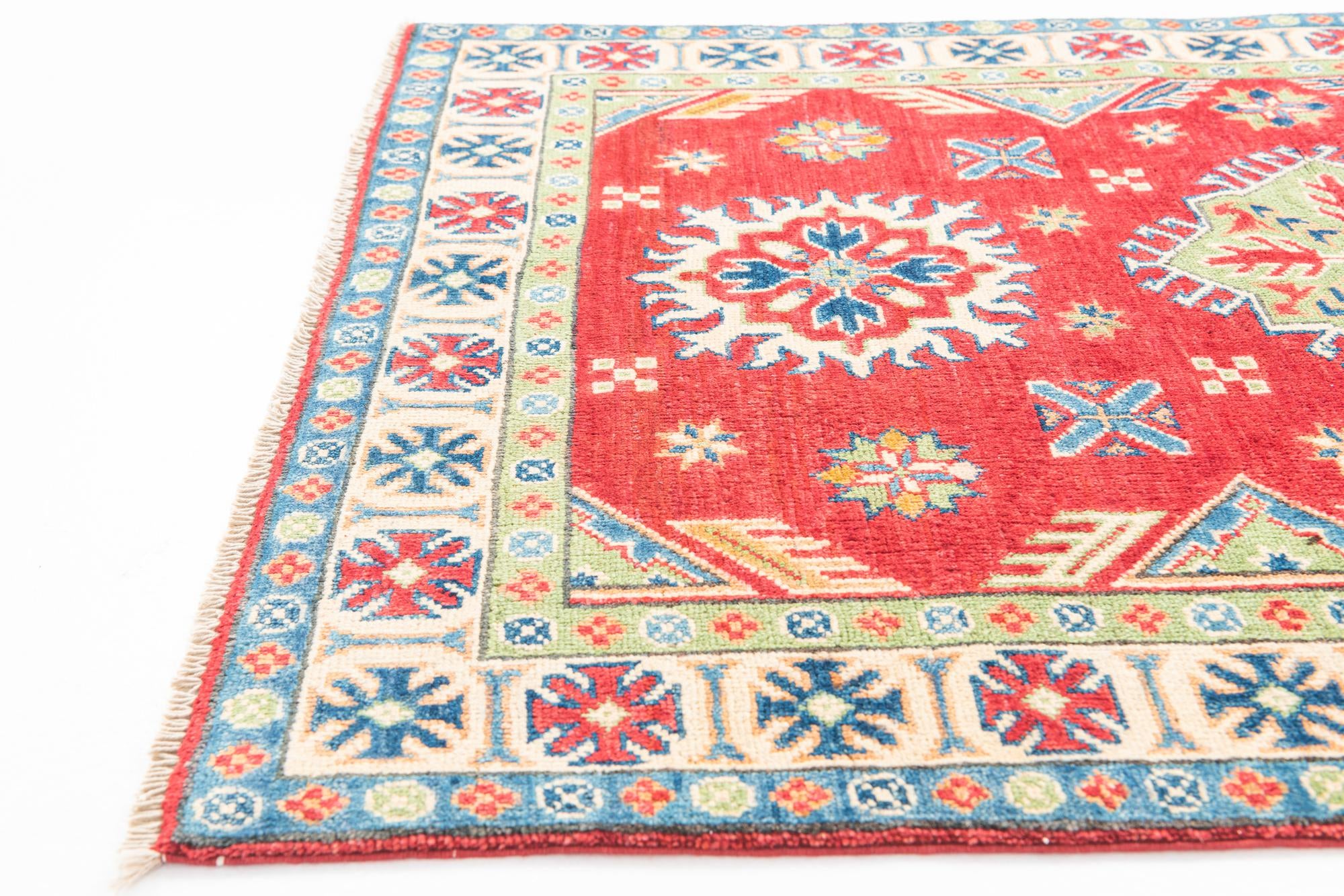 3' 4 x 4' 9 Hand Knotted Kazak Rug
