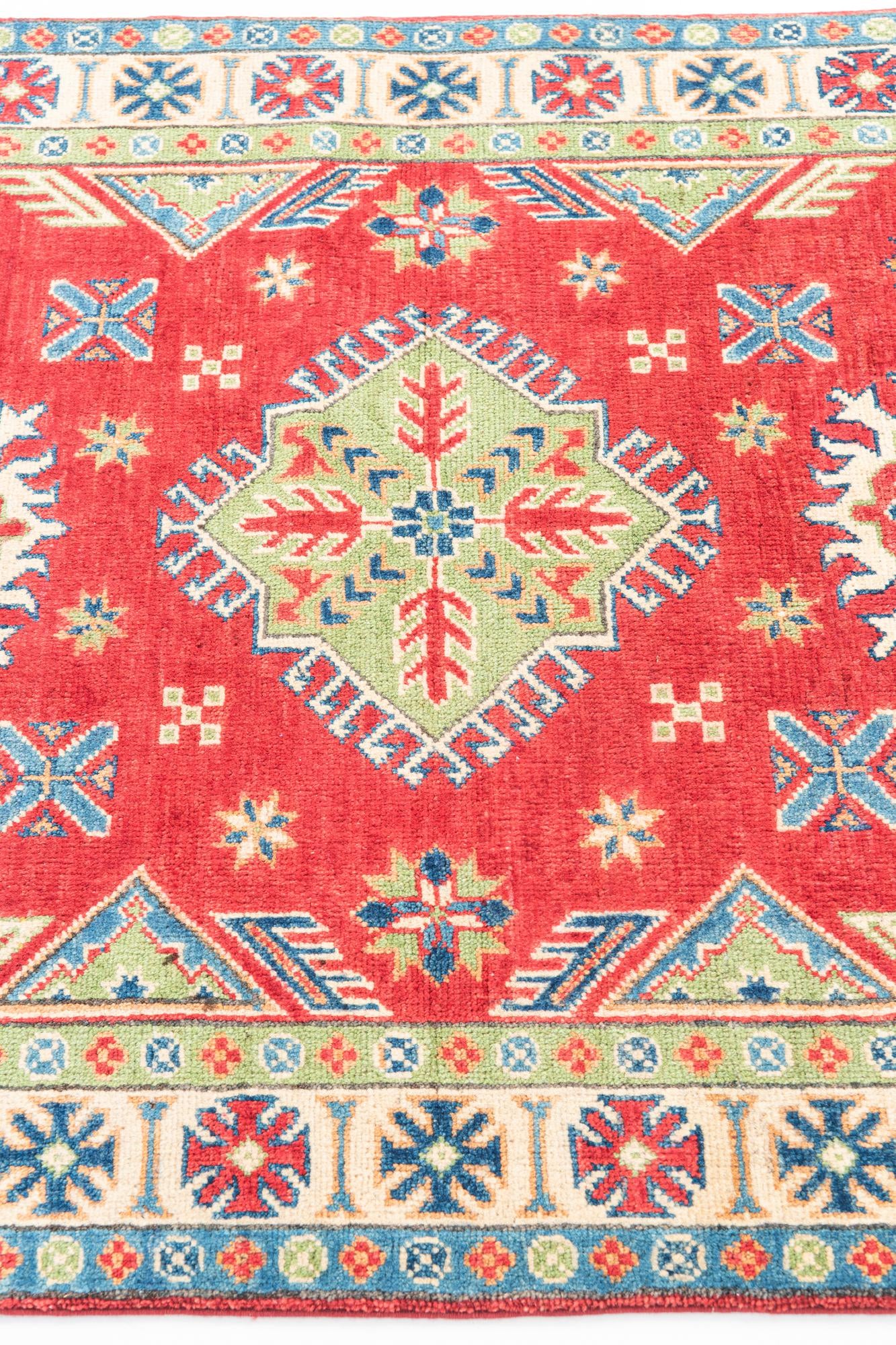 3' 4 x 4' 9 Hand Knotted Kazak Rug