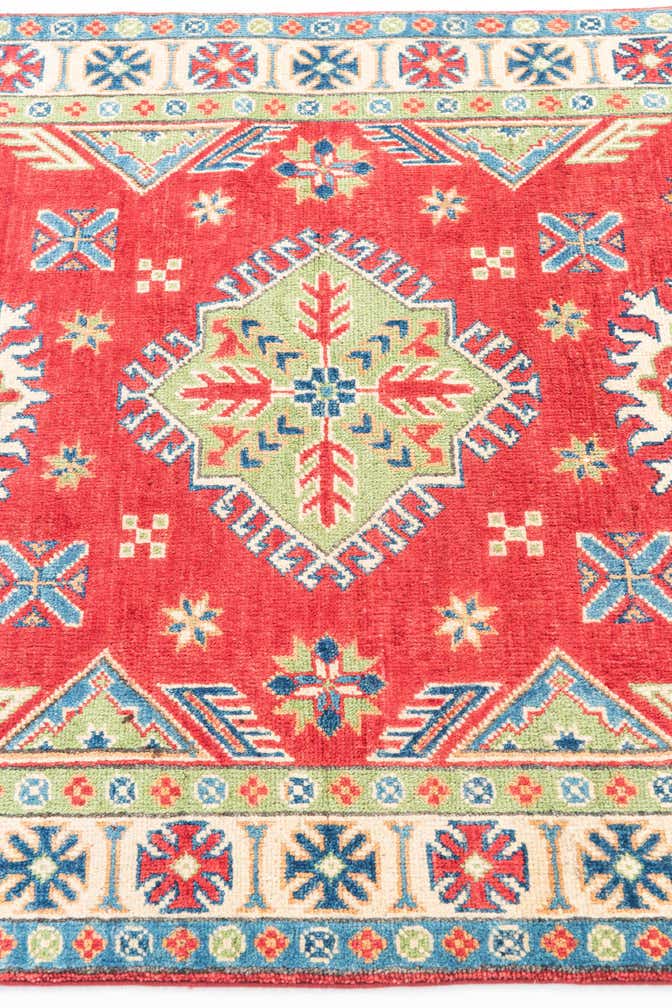 3' 4 x 4' 9 Hand Knotted Kazak Rug