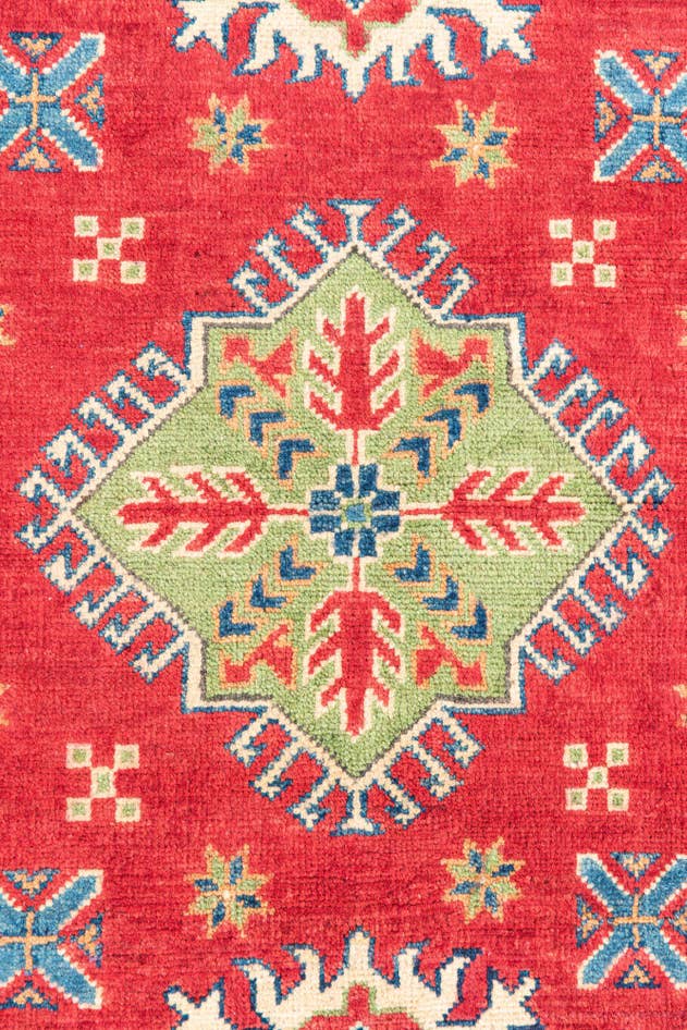 Detail image of 3' 4 x 4' 9 Hand Knotted Kazak Rug