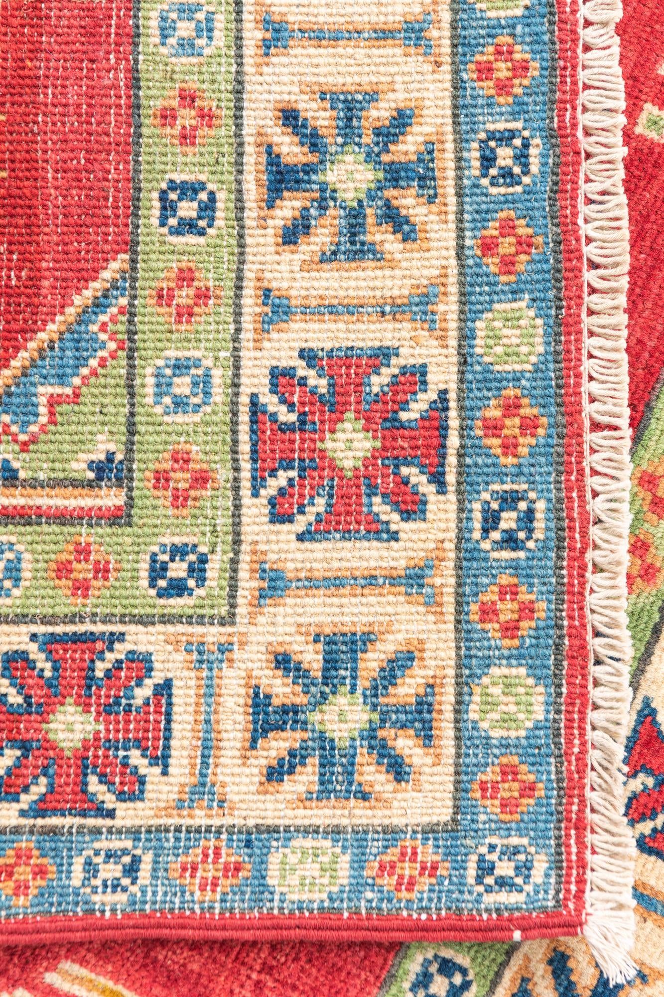 3' 4 x 4' 9 Hand Knotted Kazak Rug