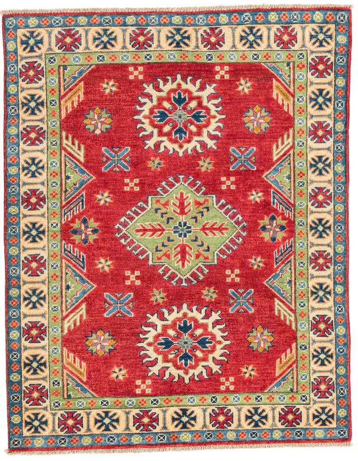 Detail image of 3' 4 x 4' 9 Hand Knotted Kazak Rug