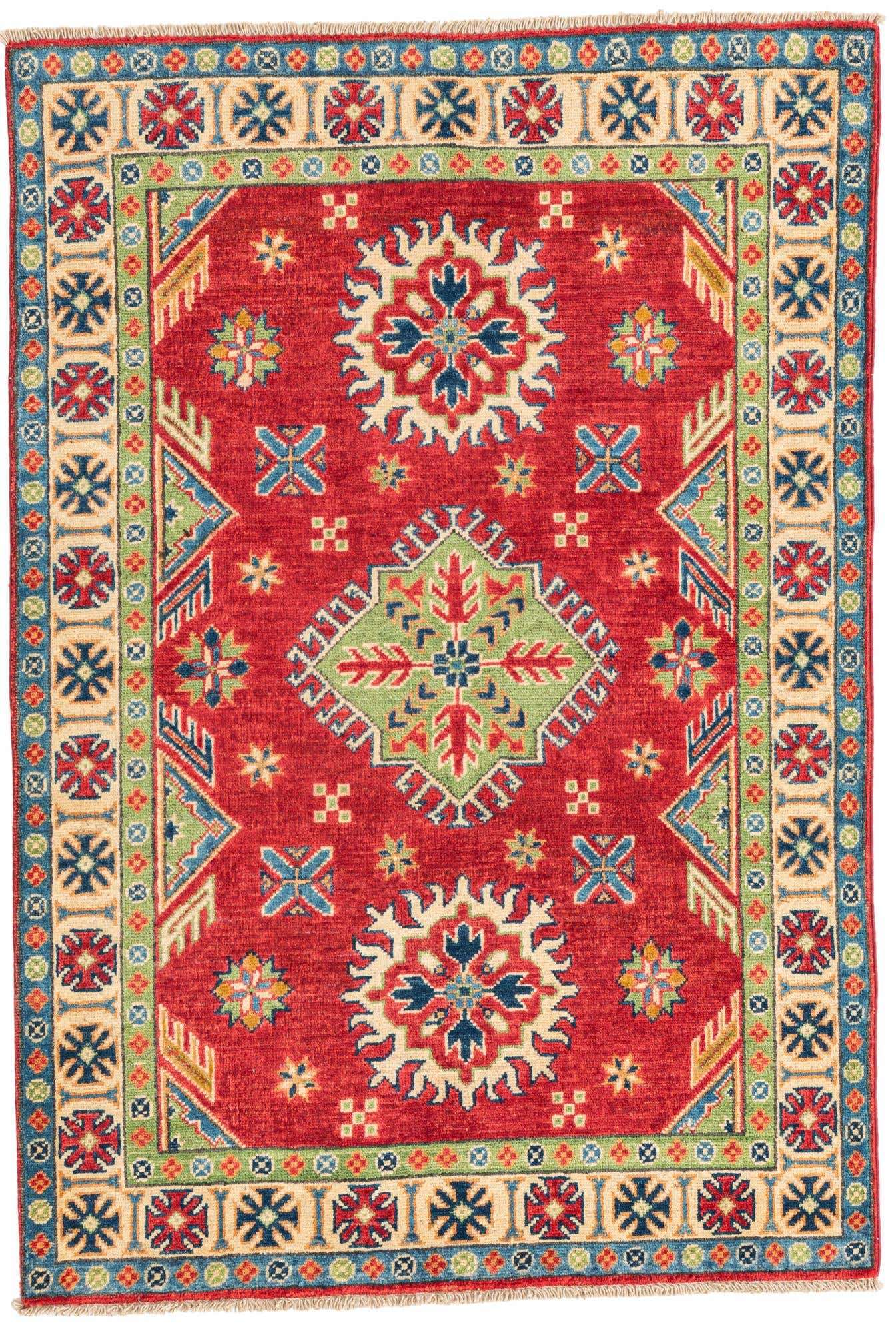 3' 4 x 4' 9 Hand Knotted Kazak Rug