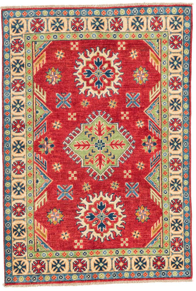 3' 4 x 4' 9 Hand Knotted Kazak Rug