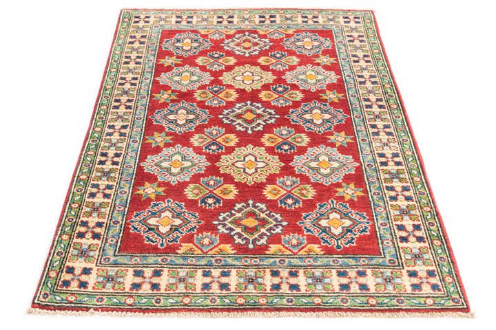 3' 4 x 4' 10 Hand Knotted Kazak Rug