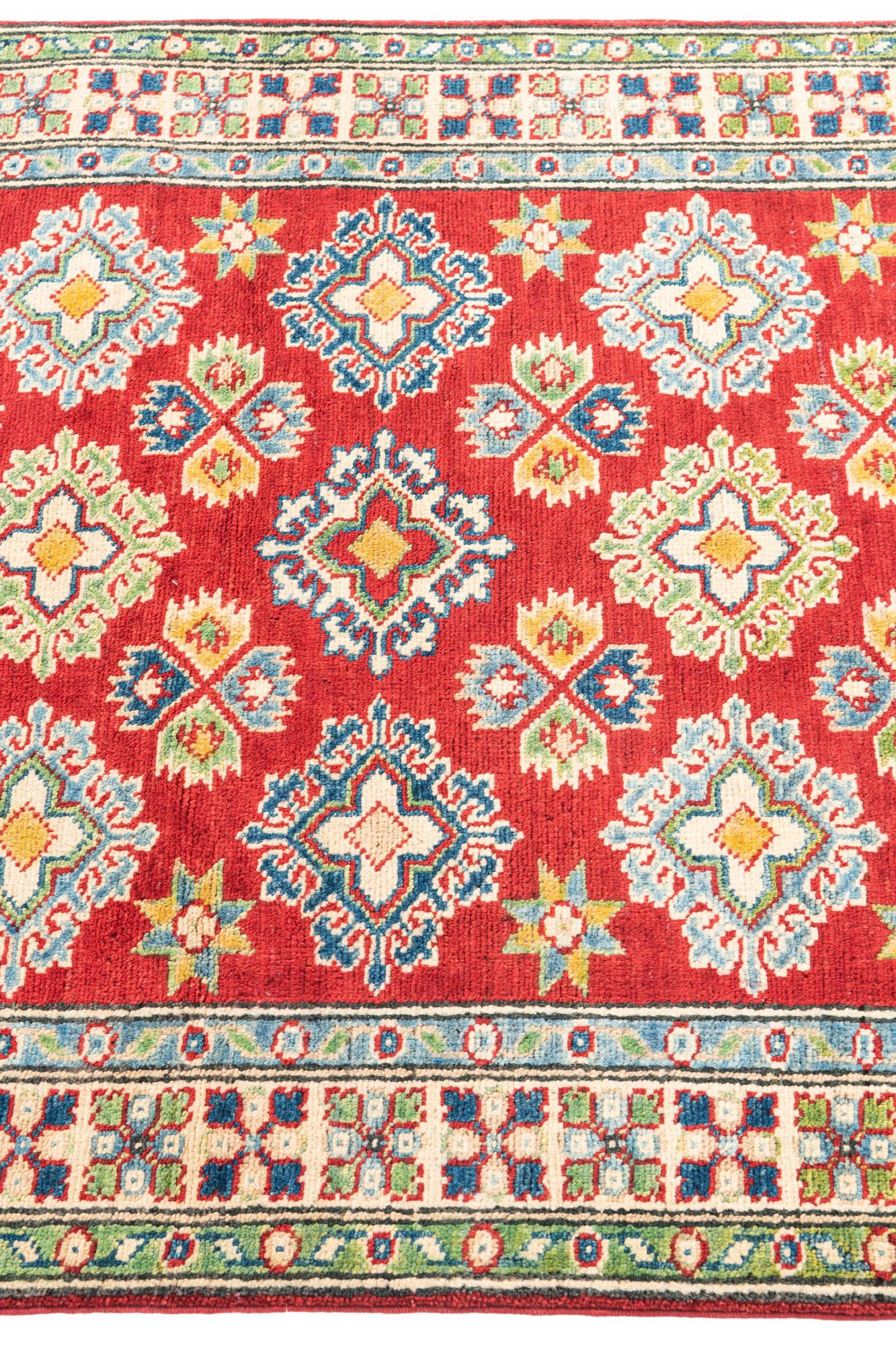 3' 4 x 4' 10 Hand Knotted Kazak Rug
