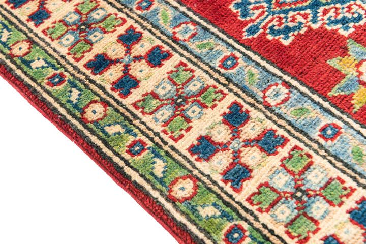 3' 4 x 4' 10 Hand Knotted Kazak Rug