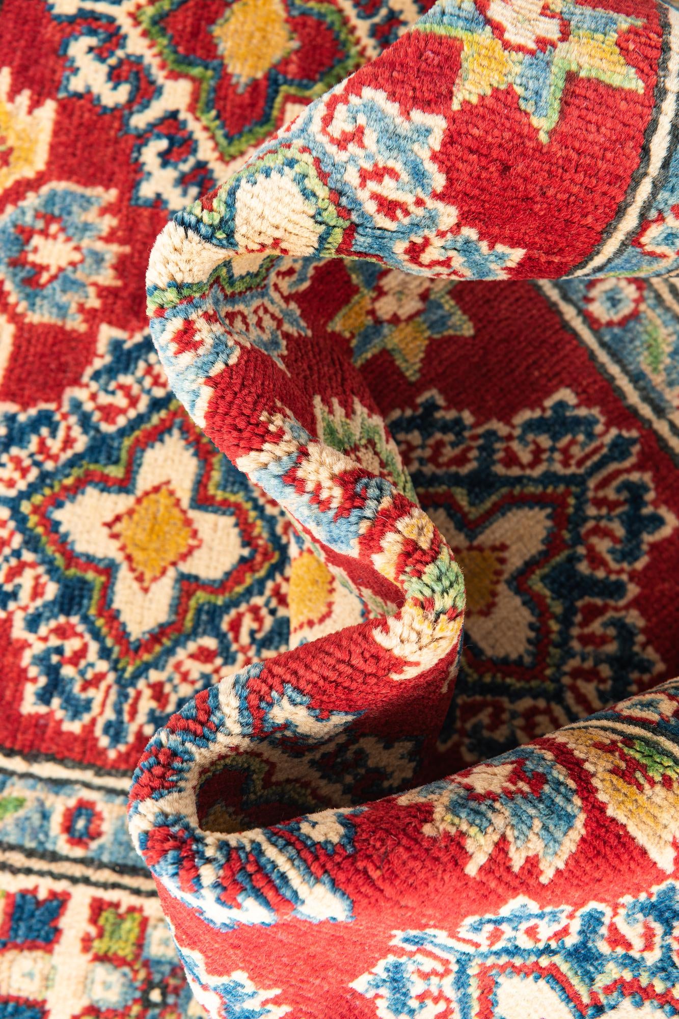 3' 4 x 4' 10 Hand Knotted Kazak Rug