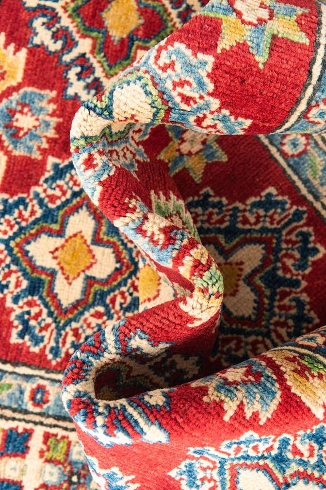 3' 4 x 4' 10 Hand Knotted Kazak Rug