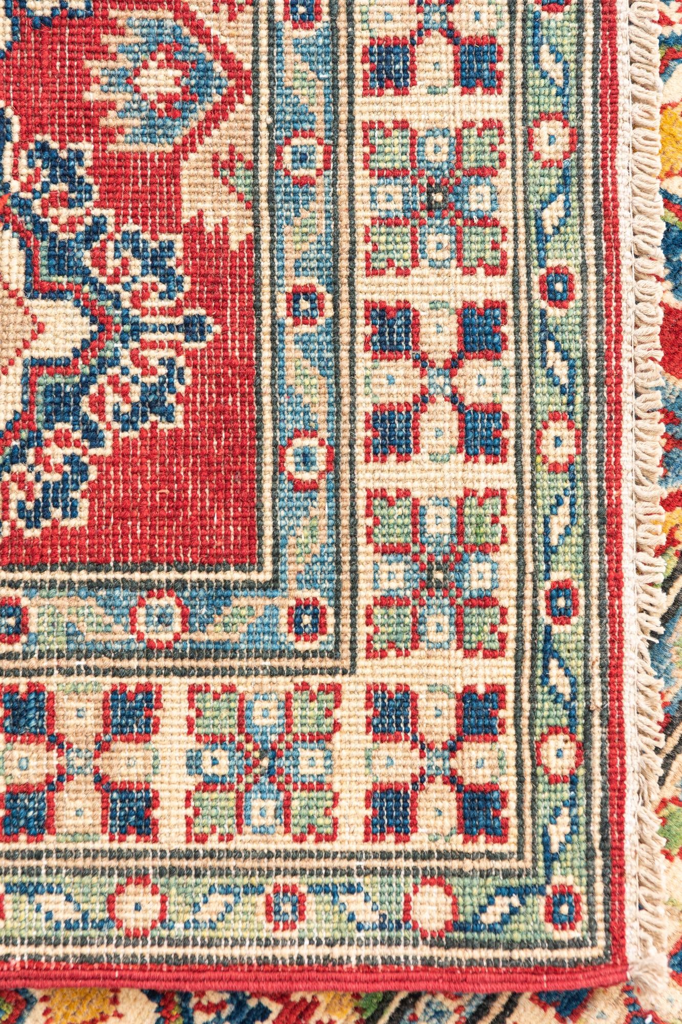 3' 4 x 4' 10 Hand Knotted Kazak Rug
