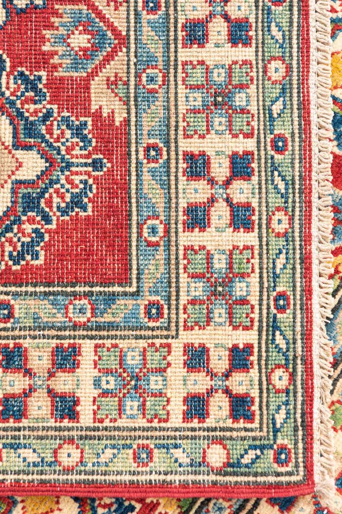 3' 4 x 4' 10 Hand Knotted Kazak Rug