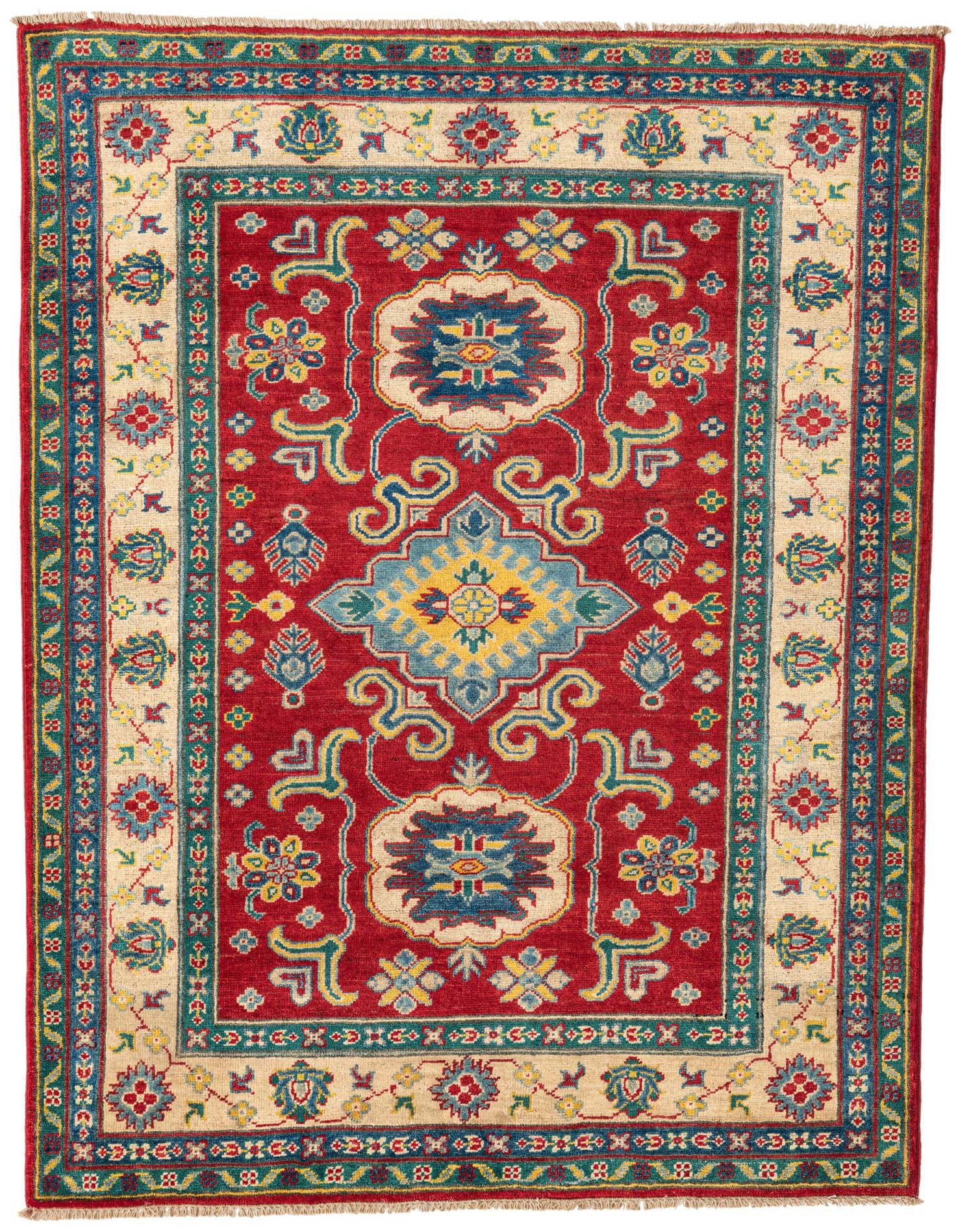 4' x 5' 5 Hand Knotted Kazak Rug