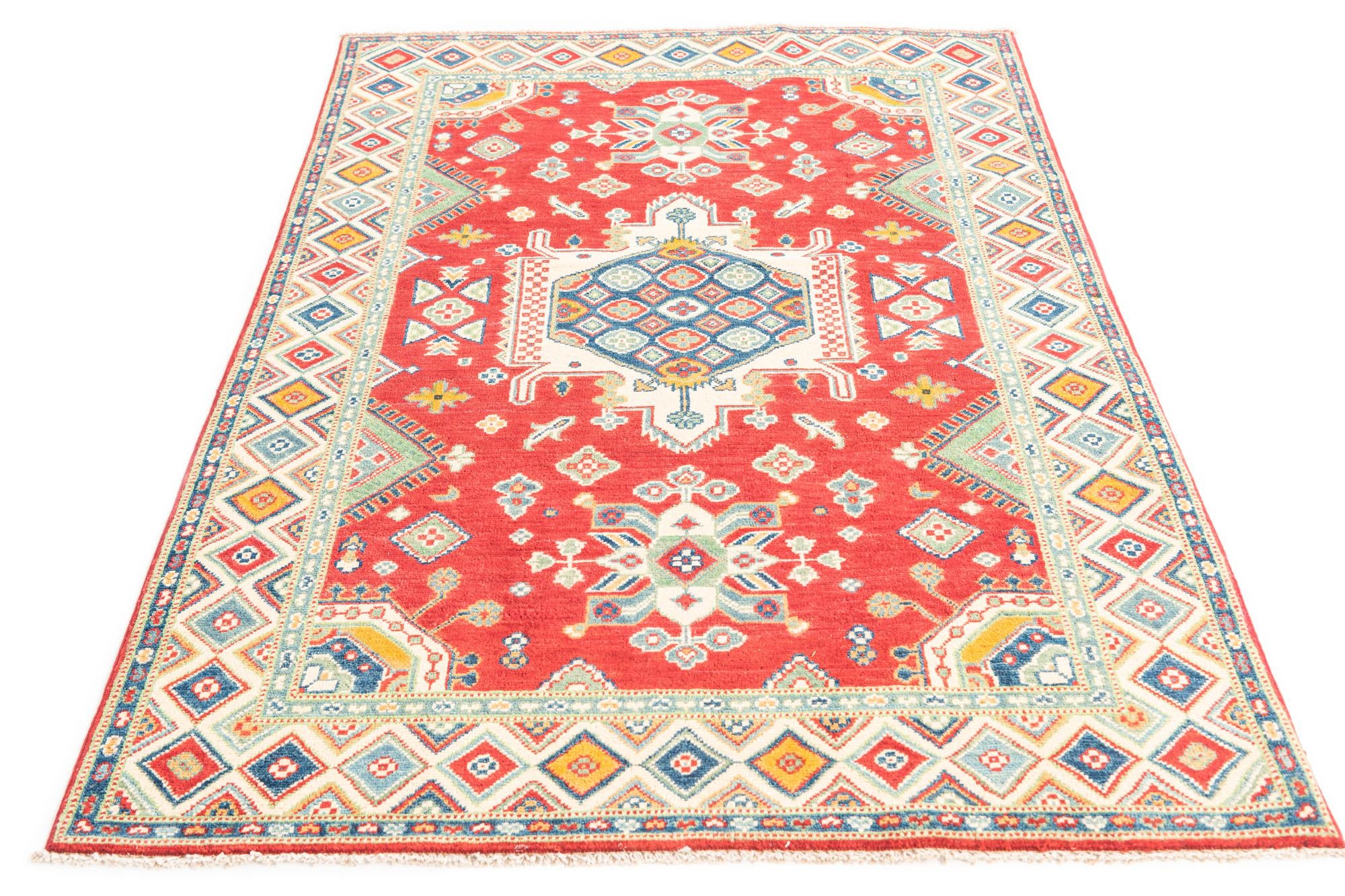 4' x 6' 2 Hand Knotted Kazak Rug