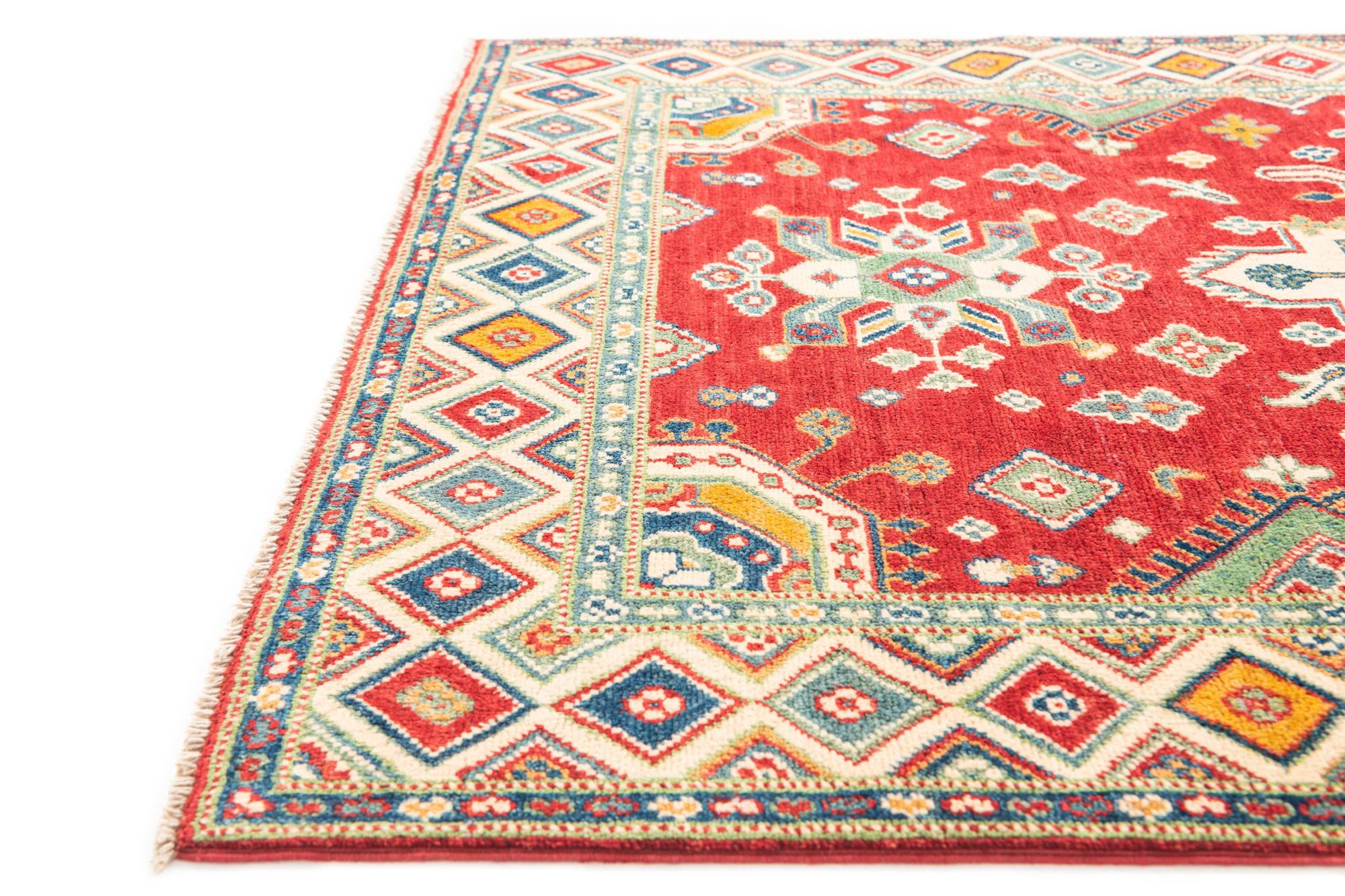 4' x 6' 2 Hand Knotted Kazak Rug