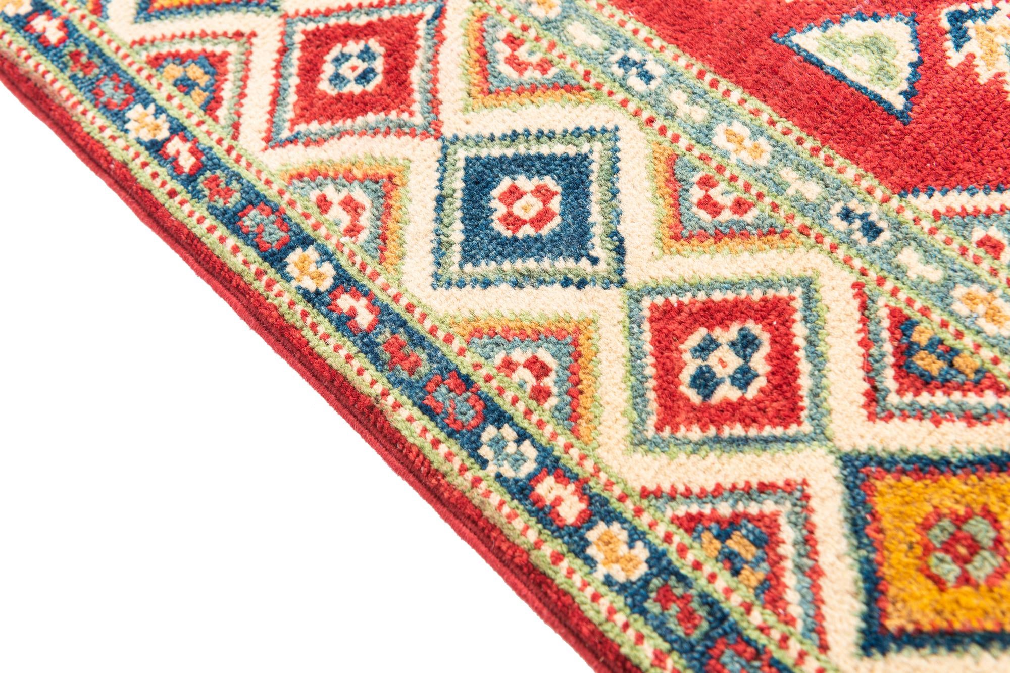 4' x 6' 2 Hand Knotted Kazak Rug