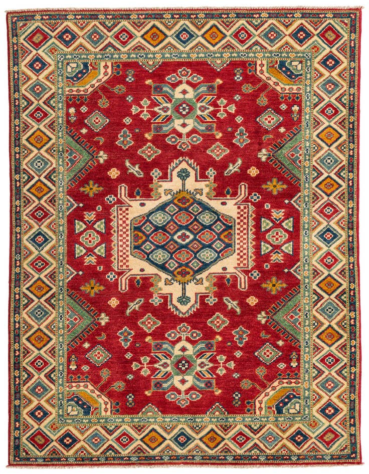 Detail image of 4' x 6' 2 Hand Knotted Kazak Rug