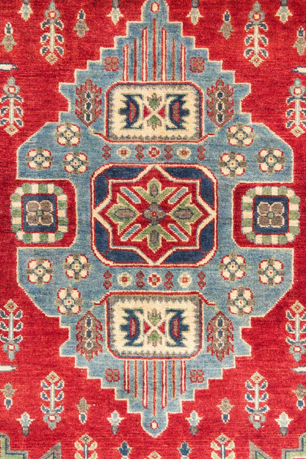 Detail image of 4' x 5' 5 Hand Knotted Kazak Rug