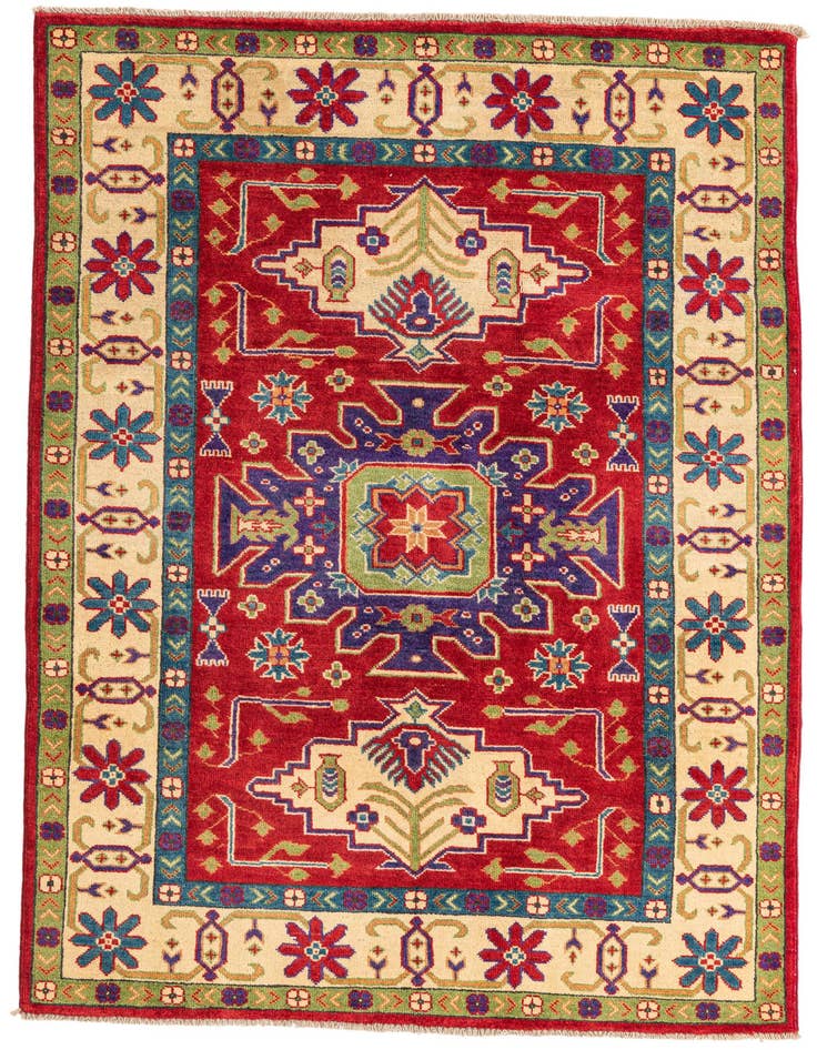 Detail image of 3' 10 x 5' 10 Hand Knotted Kazak Rug