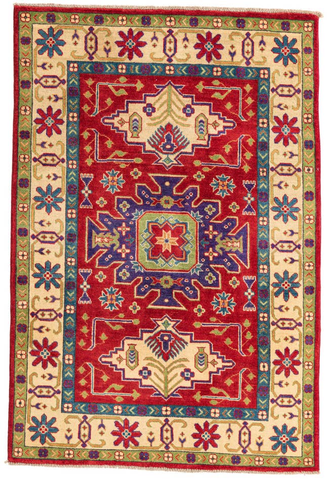 Detail image of 3' 10 x 5' 10 Hand Knotted Kazak Rug