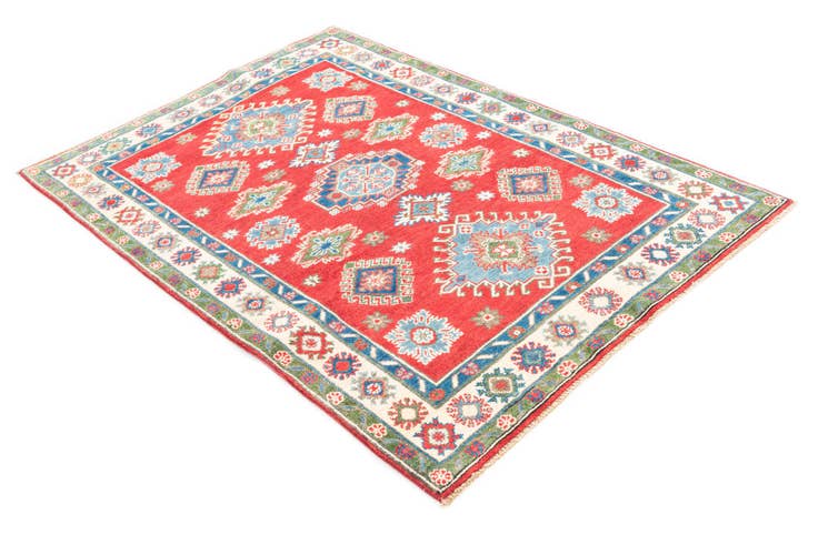 Detail image of 4' x 5' 10 Hand Knotted Kazak Rug