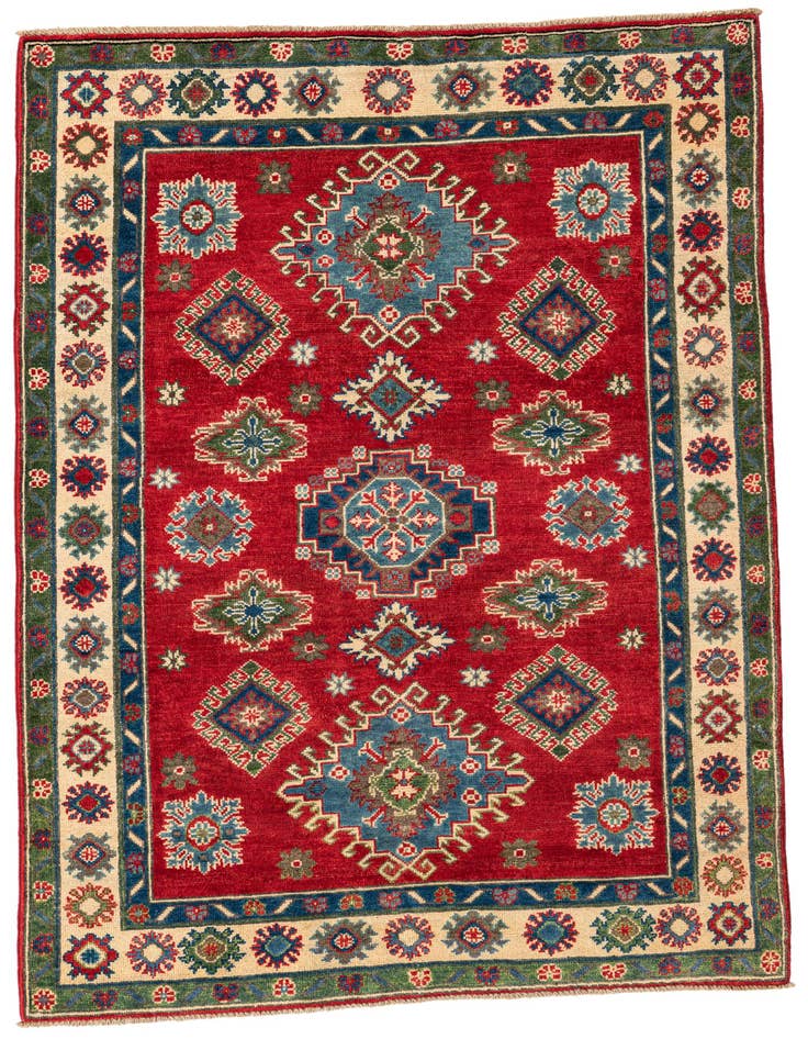 Detail image of 4' x 5' 10 Hand Knotted Kazak Rug