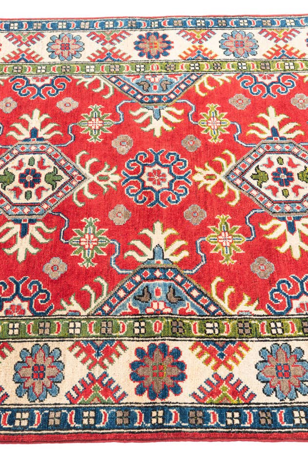 Detail image of 4' x 5' 10 Hand Knotted Kazak Rug