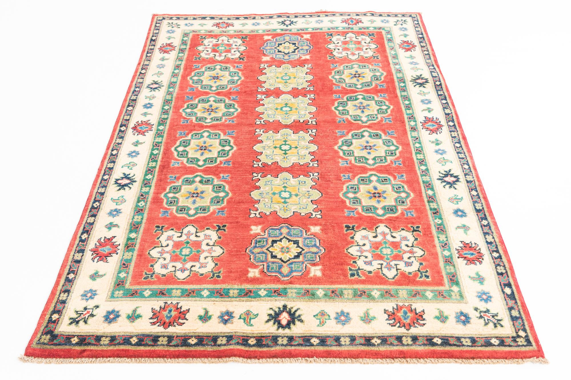 4' x 6' 4 Hand Knotted Kazak Rug