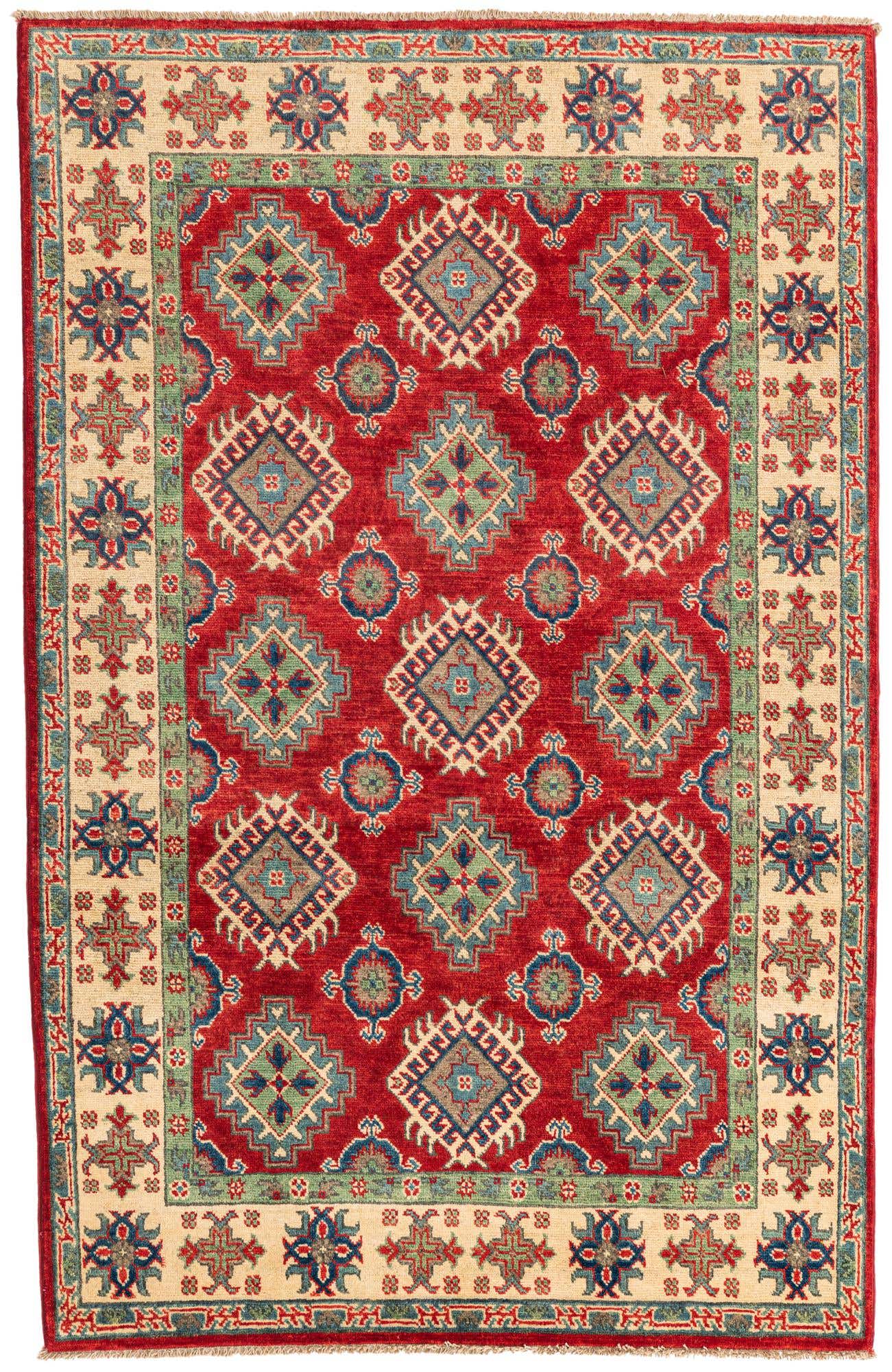 4' x 6' 1 Hand Knotted Kazak Rug