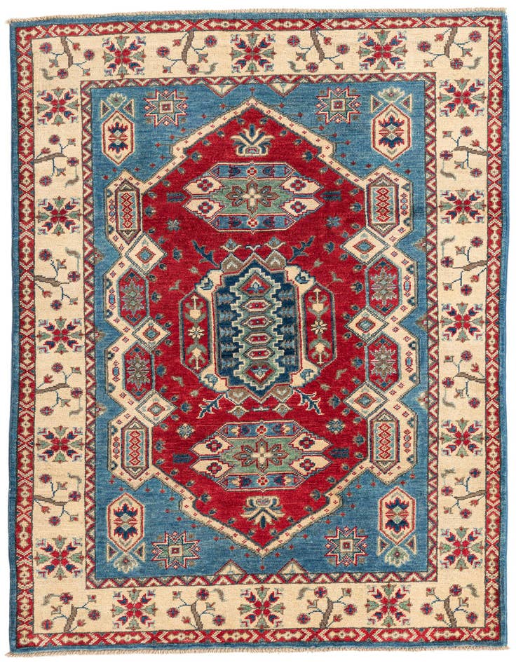 Detail image of 4' 1 x 5' 9 Hand Knotted Kazak Rug