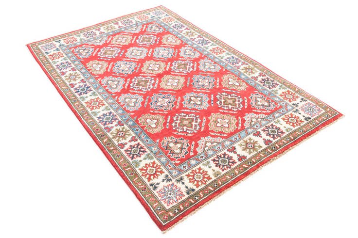 Detail image of 4' 1 x 6' 2 Hand Knotted Kazak Rug