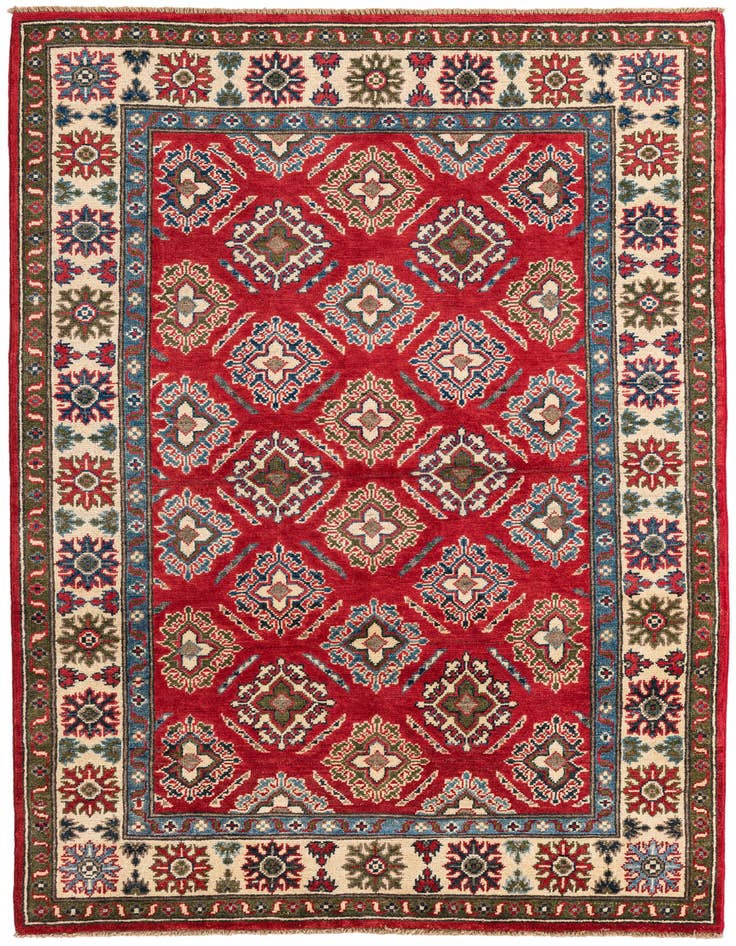 Detail image of 4' 1 x 6' 2 Hand Knotted Kazak Rug