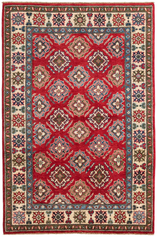 Detail image of 4' 1 x 6' 2 Hand Knotted Kazak Rug