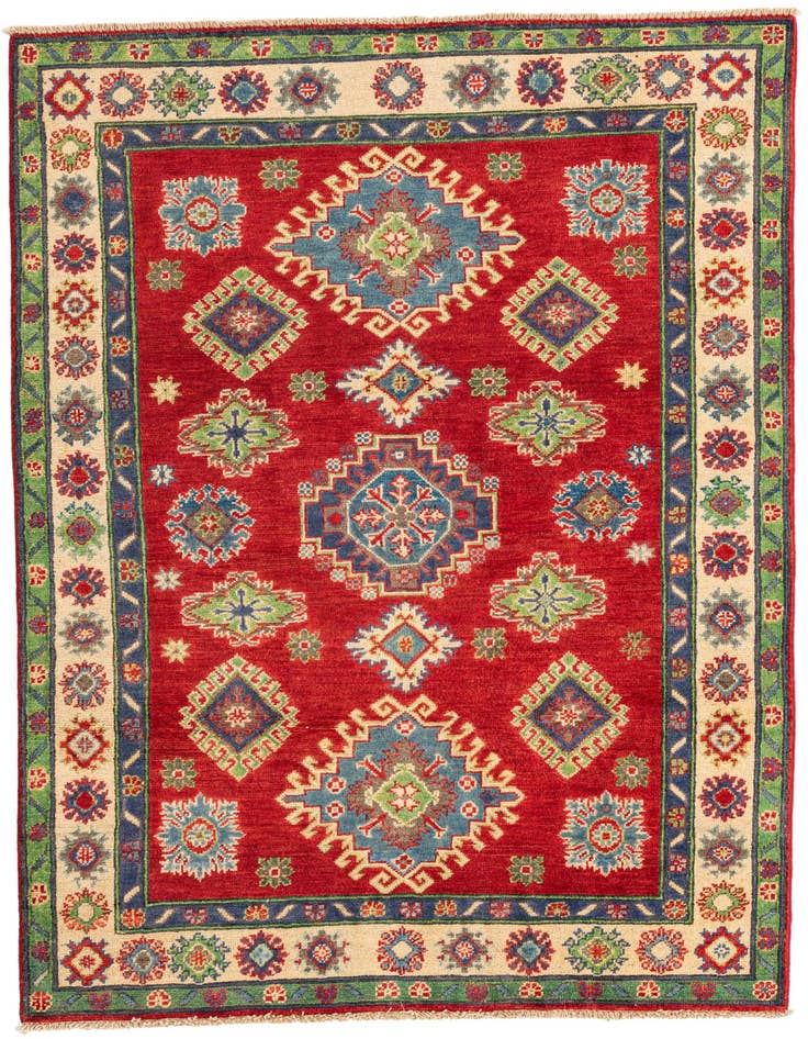 Detail image of 4' 1 x 5' 10 Hand Knotted Kazak Rug