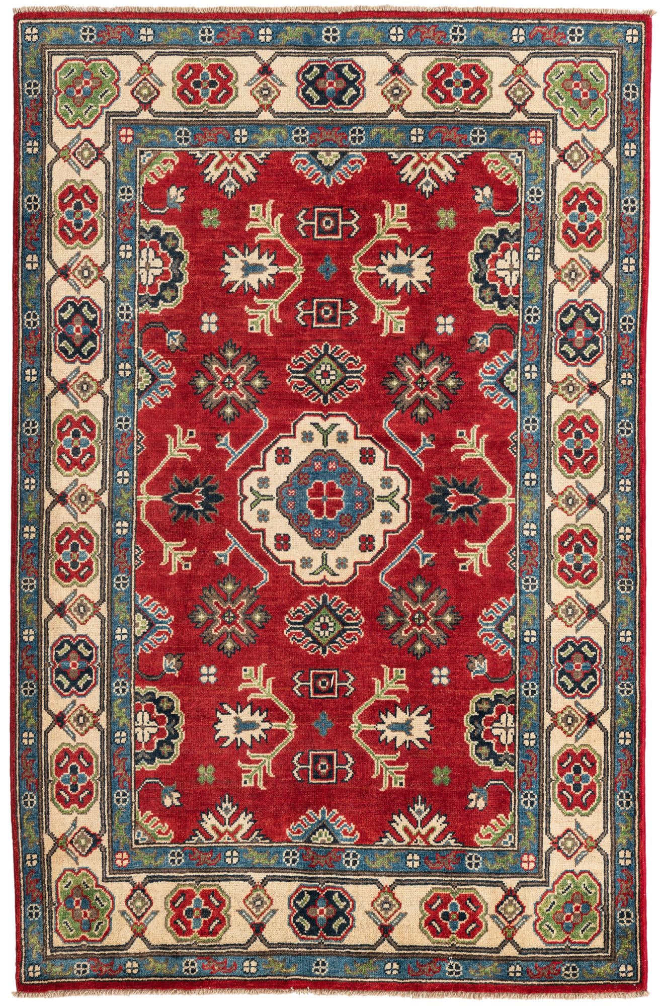 4' 2 x 6' 5 Hand Knotted Kazak Rug