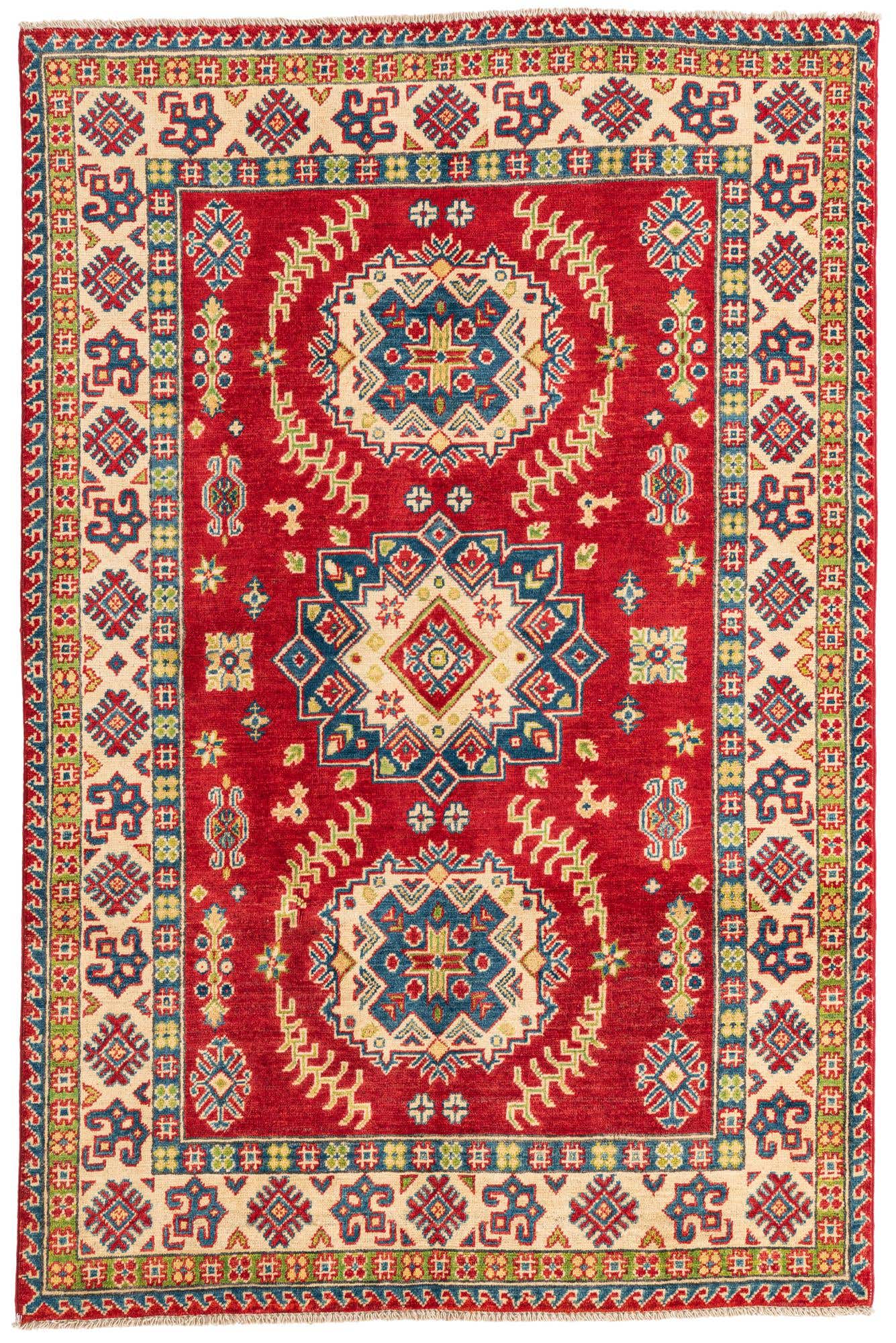 4' x 6' 1 Hand Knotted Kazak Rug