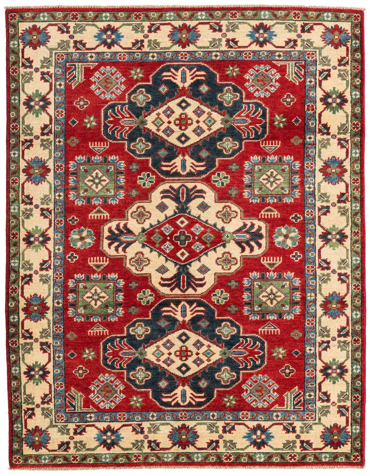 Detail image of 4' 1 x 6' 1 Hand Knotted Kazak Rug