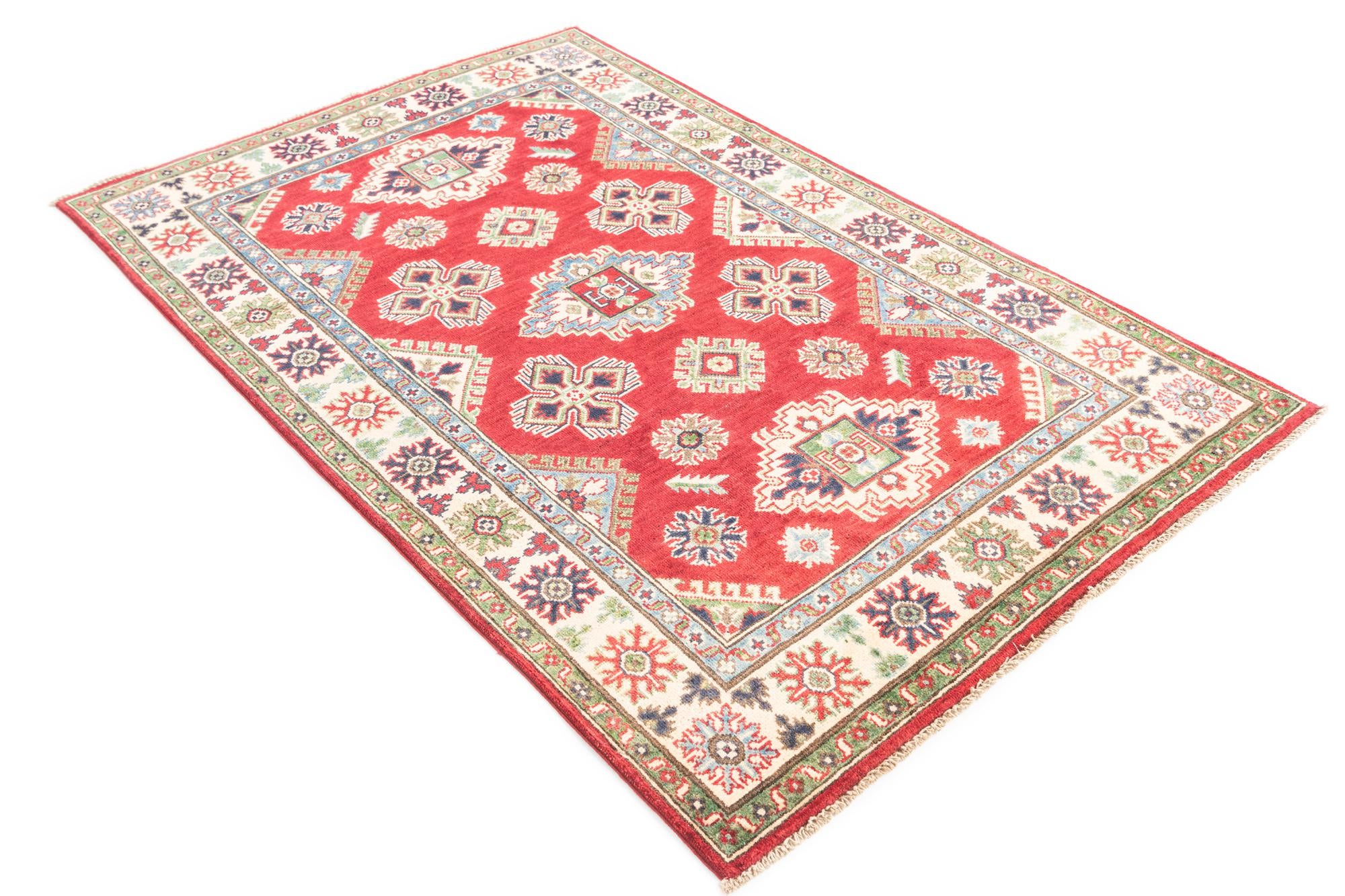 4' x 6' 2 Hand Knotted Kazak Rug